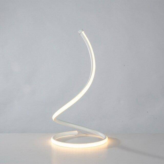 Minimalist spiral LED table lamp in white or gold