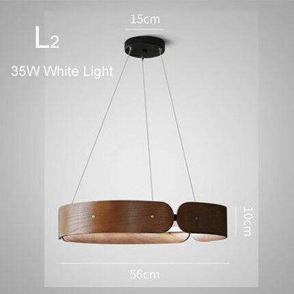 Lustre design LED rond en bois Nordic - vue 13 sur 17