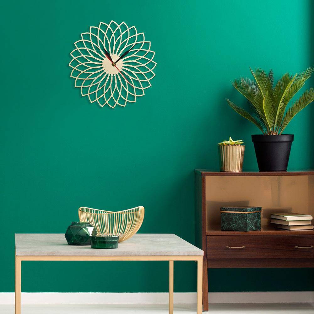 Horloge murale en bois rosace géométrique 30cm Floral - vue 6 sur 8