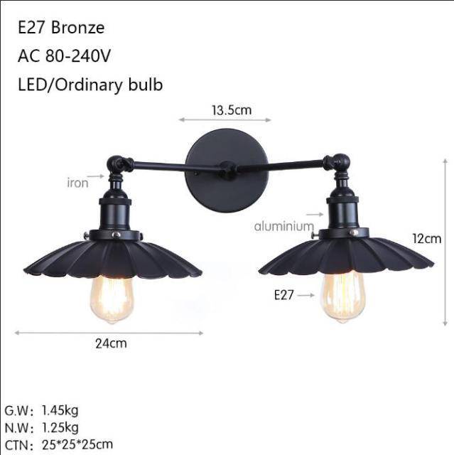 Applique murale design à LED avec double lampes en métal rétro Light - vue 4 sur 5