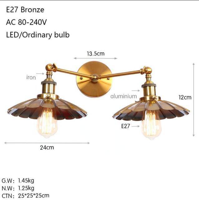 Applique murale design à LED avec double lampes en métal rétro Light - vue 5 sur 5