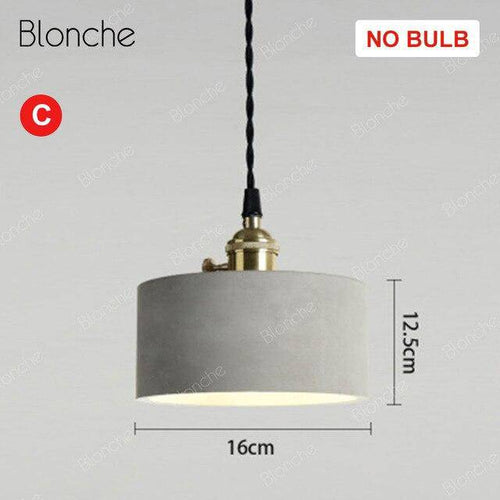 Suspension design à LED grise avec abat-jour en ciment Loft