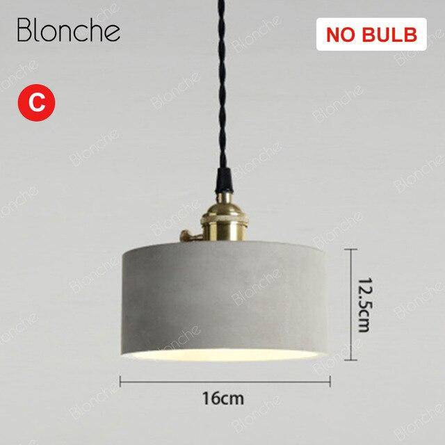 Suspension design à LED grise avec abat-jour en ciment Loft