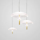 Suspension design en verre ovale ouverte à LED style chinois Lomye