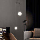Suspension design LED en métal avec double boule en verre Fly