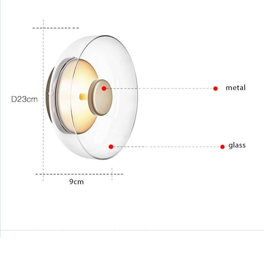 Applique murale moderne LED avec abat-jour en verre et métal Sconce - vue 8 sur 7