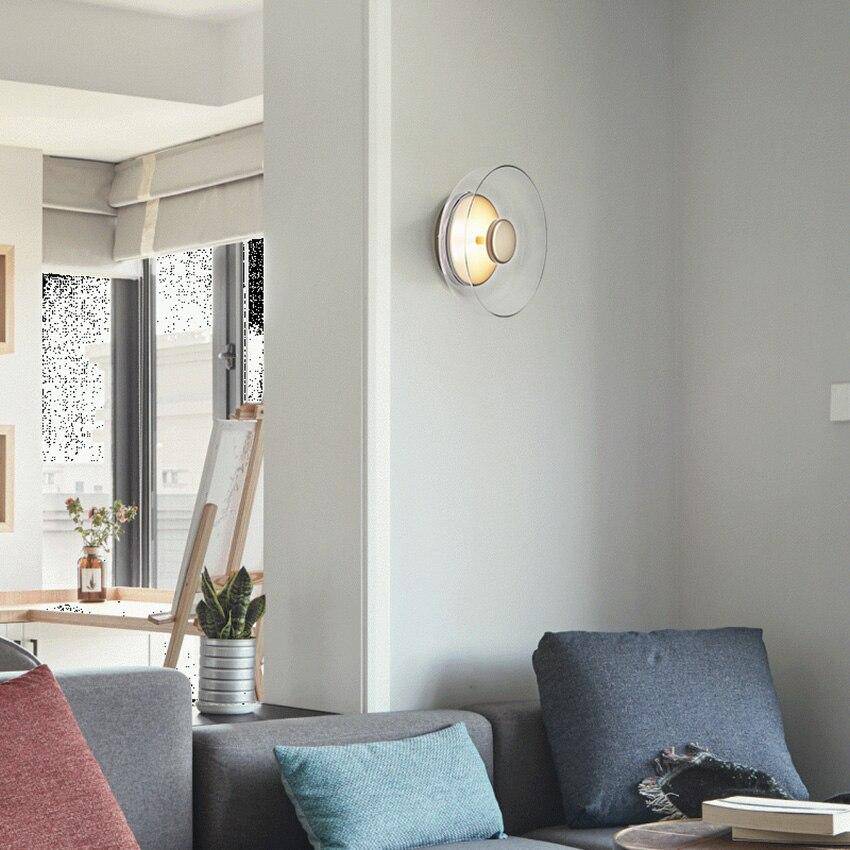 Applique murale moderne LED avec abat-jour en verre et métal Sconce - vue 6 sur 7
