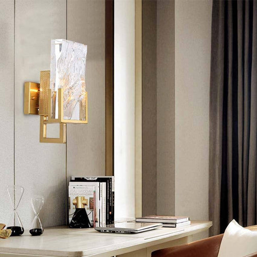 Applique murale design LED dorée avec verre cristal Luxury