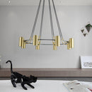 Lustre moderne et design LED avec cercle noir et spots dorés