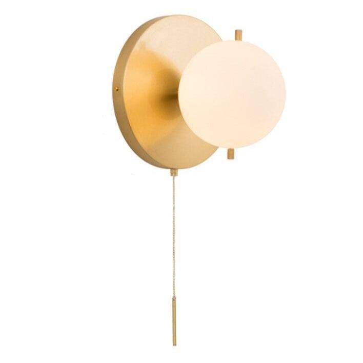 Applique murale moderne LED avec boule en verre et socle circulaire doré - vue 4 sur 8