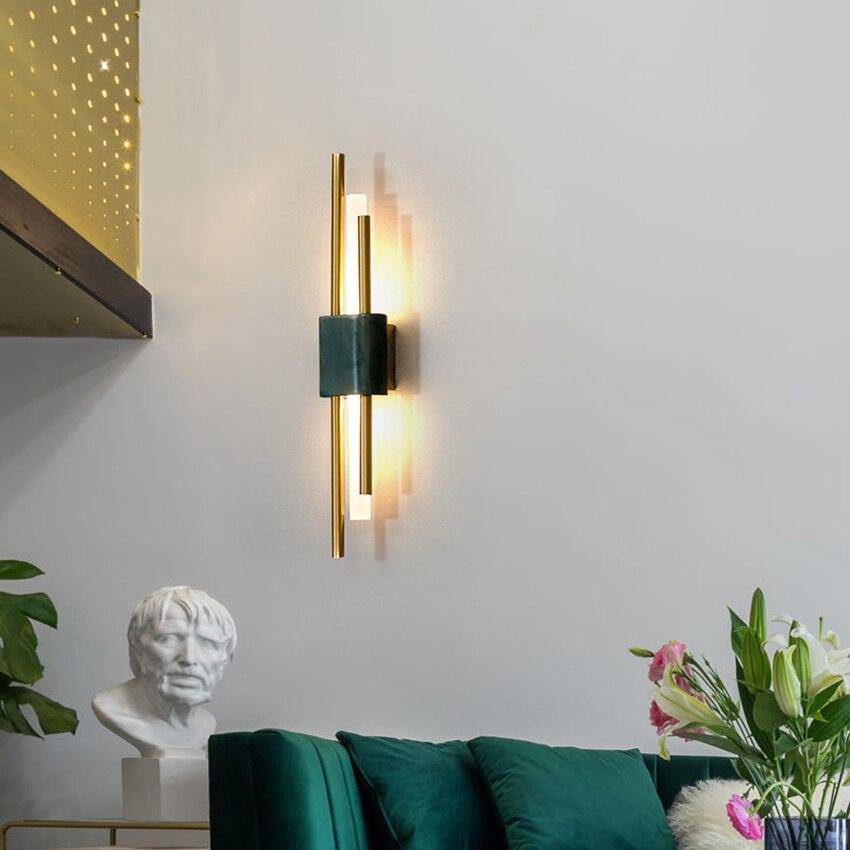 Applique murale design LED en marbre avec tube doré Sconce - vue 4 sur 9