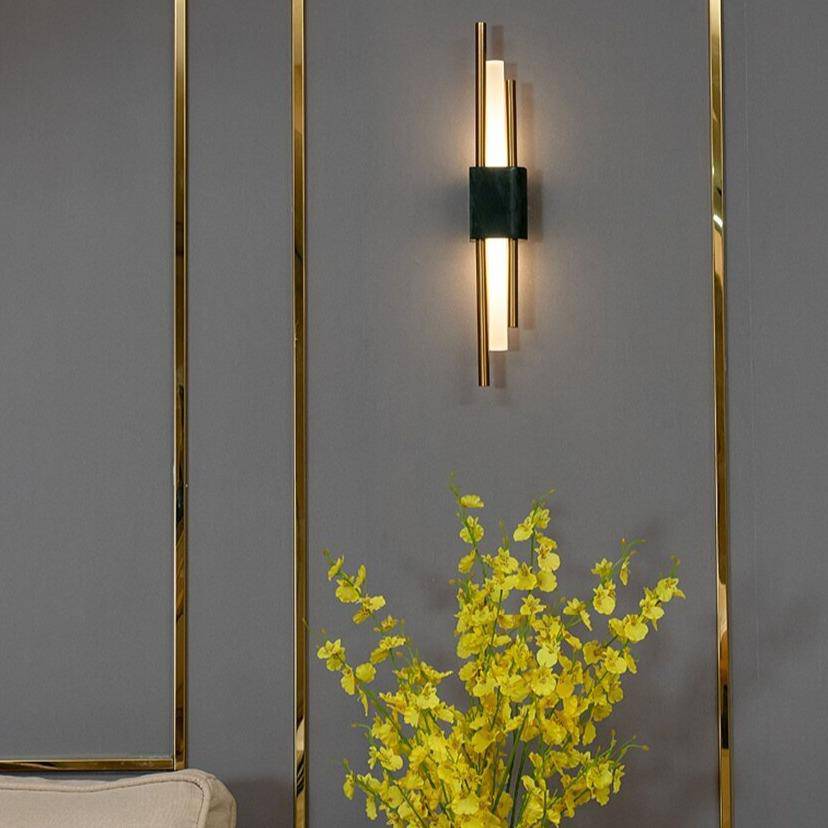 Applique murale design LED en marbre avec tube doré Sconce - vue 3 sur 9