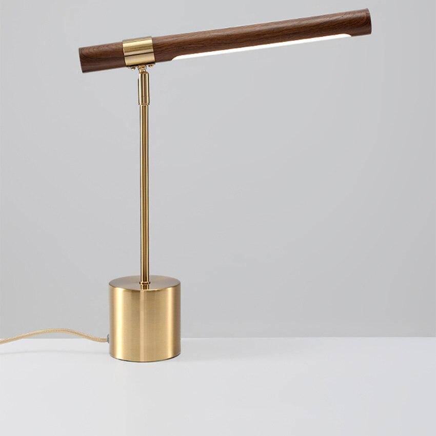 Lampe à poser design LED en métal dorée et bois style Fly - vue 3 sur 7