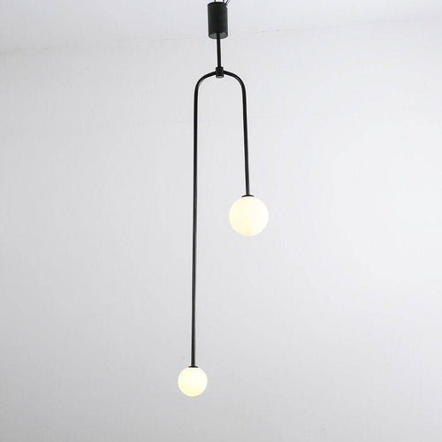 Suspension design LED en métal avec double boule en verre Fly