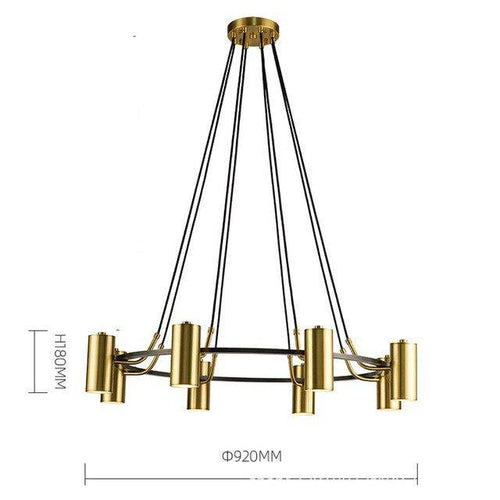 Lustre moderne et design LED avec cercle noir et spots dorés