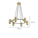 Lustre moderne et design LED avec cercle noir et spots dorés