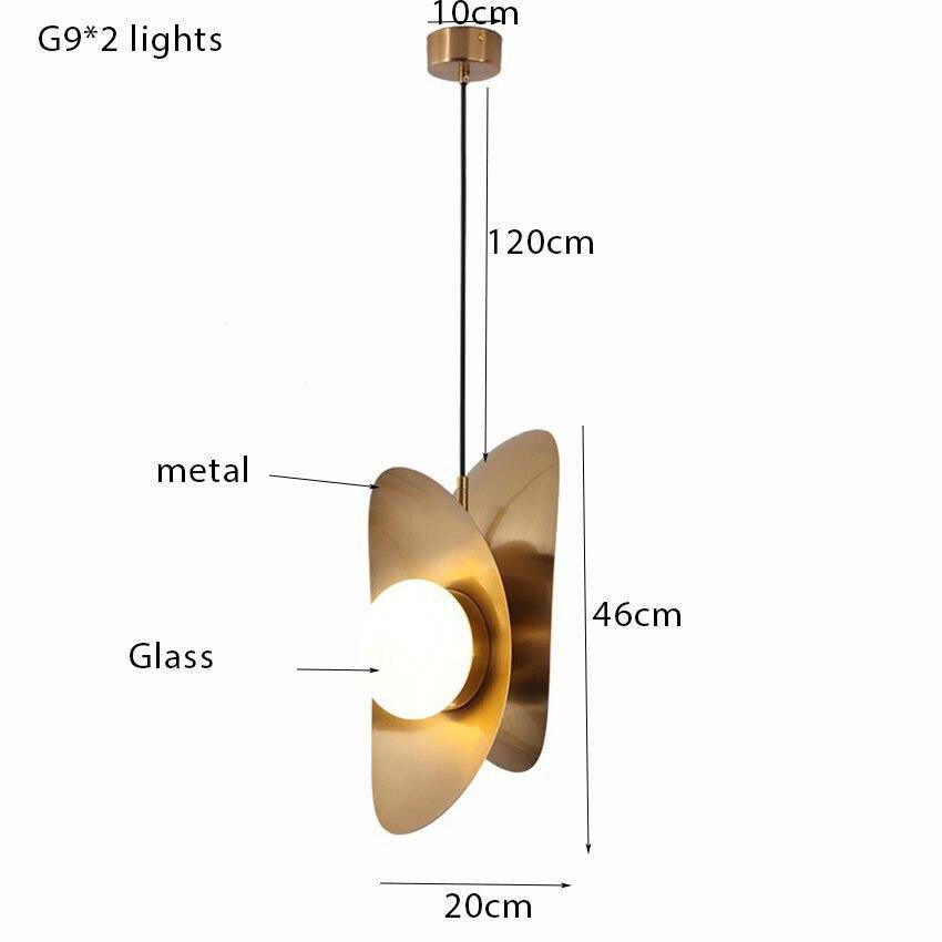 Suspension design en métal doré double face légèrement incurvée - vue 6 sur 7