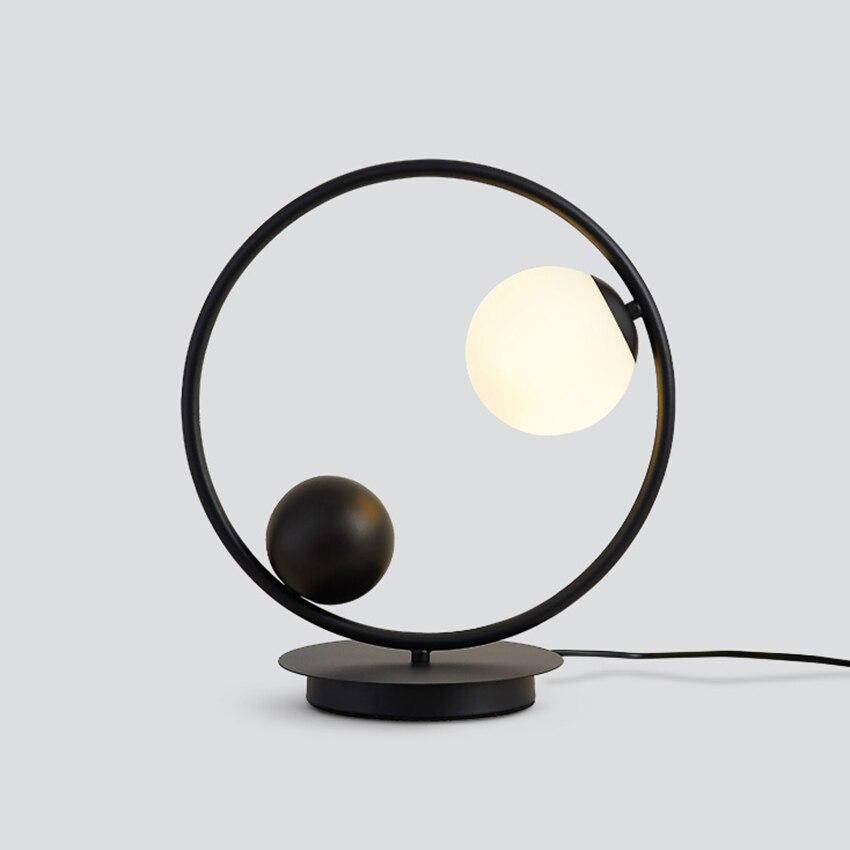Lampe de chevet design à LED avec anneau métal et boules en verre Loft - vue 7 sur 12