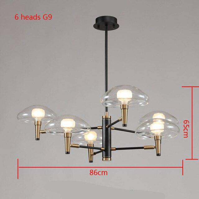 Lustre design noir et doré avec lampes en verre Light - vue 8 sur 10