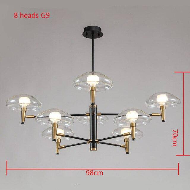 Lustre design noir et doré avec lampes en verre Light - vue 10 sur 10