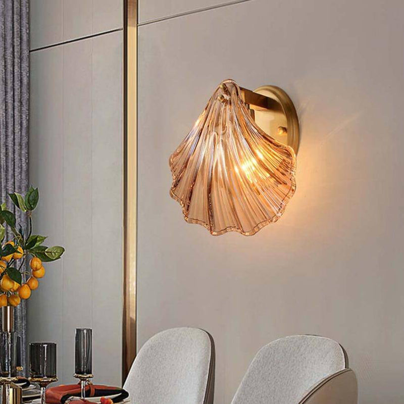 Applique murale vintage LED en verre style coquillage Glass