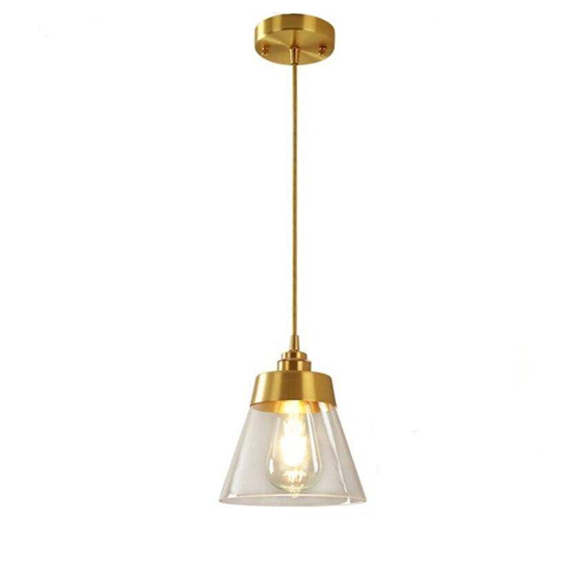 Suspension design LED dorée et abat-jour en verre luxury - vue 9 sur 8