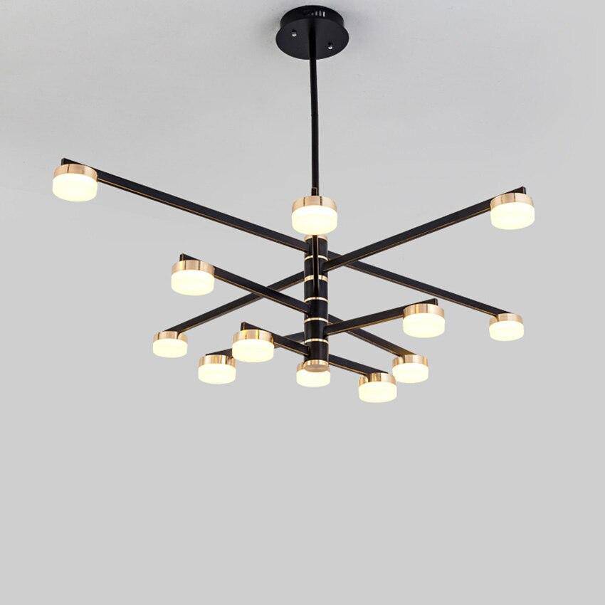 Lustre design avec bras et lampes LED dorées Living - vue 8 sur 10