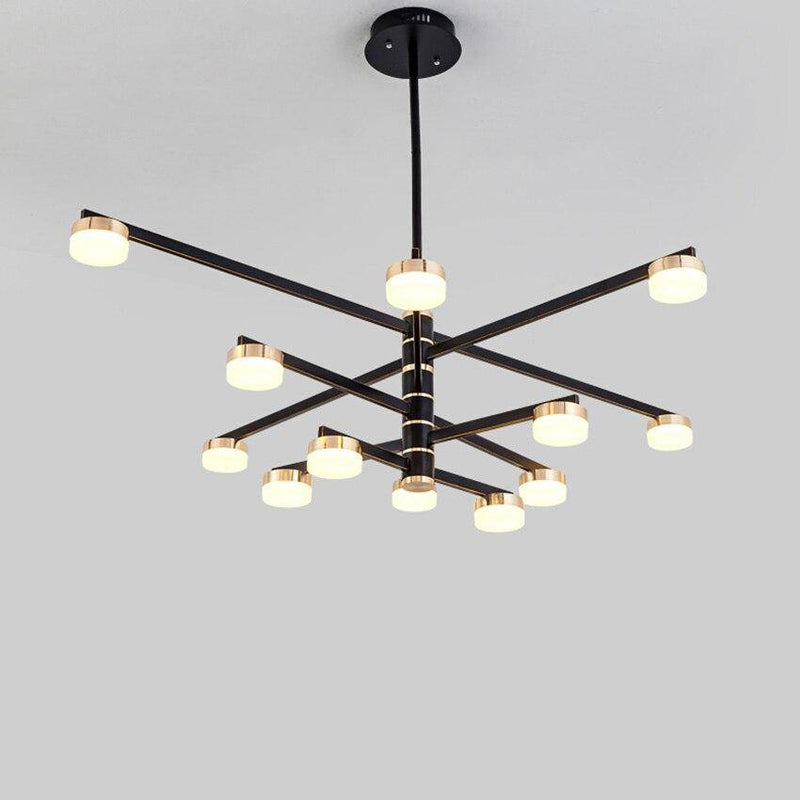 Lustre design avec bras et lampes LED dorées Living