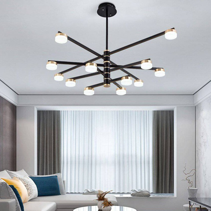 Lustre design avec bras et lampes LED dorées Living - vue 5 sur 10