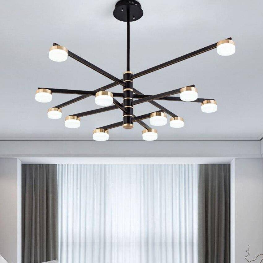 Lustre design avec bras et lampes LED dorées Living - vue 3 sur 10