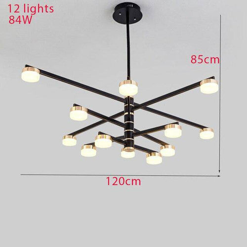 Lustre design avec bras et lampes LED dorées Living