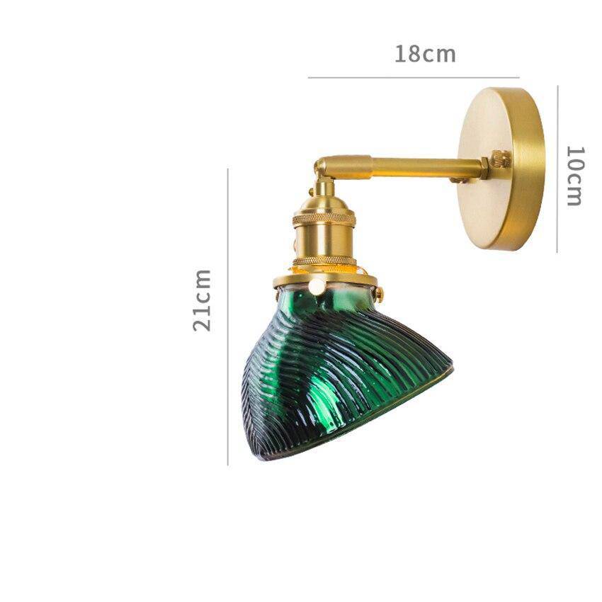 Applique murale design LED dorée avec bras rétro et abat-jour en verre émeraude - vue 10 sur 9