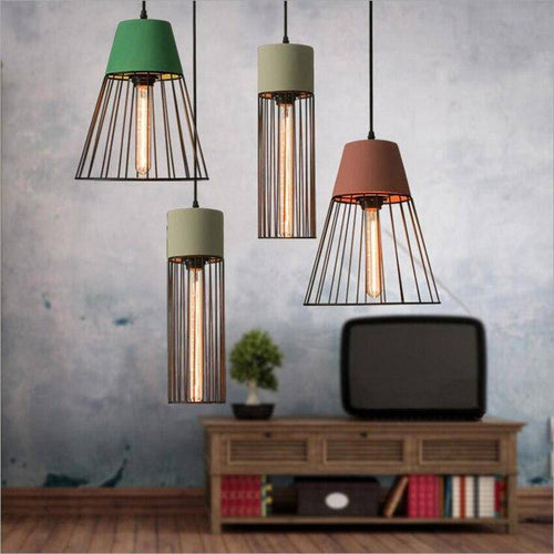Suspension design LED en métal style cage rétro Coffee