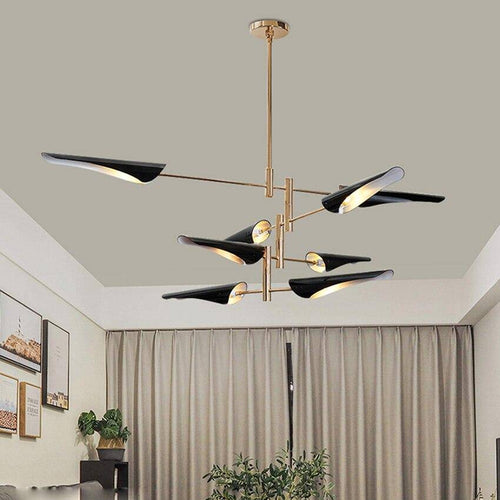 Lustre design avec branches et métal et lampes Nordic