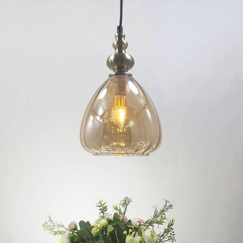 Suspension rétro LED en verre cristal colorée Coffee