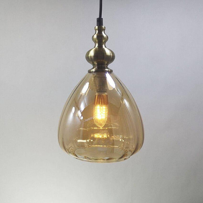 Suspension rétro LED en verre cristal colorée Coffee