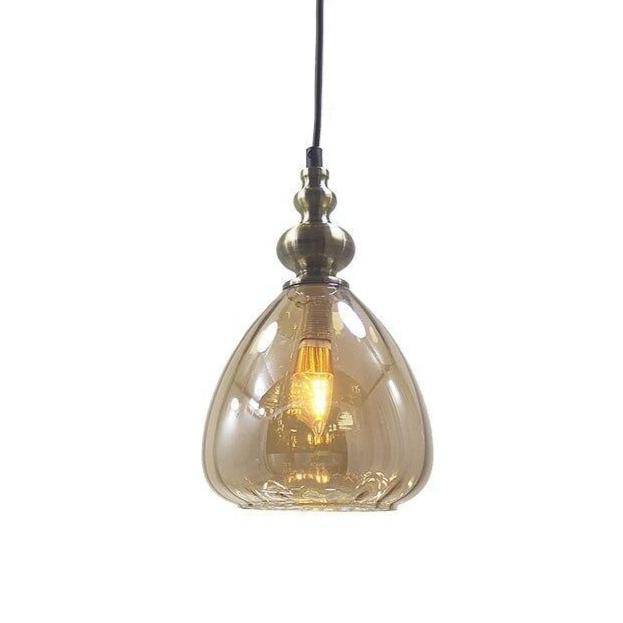 Suspension rétro LED en verre cristal colorée Coffee