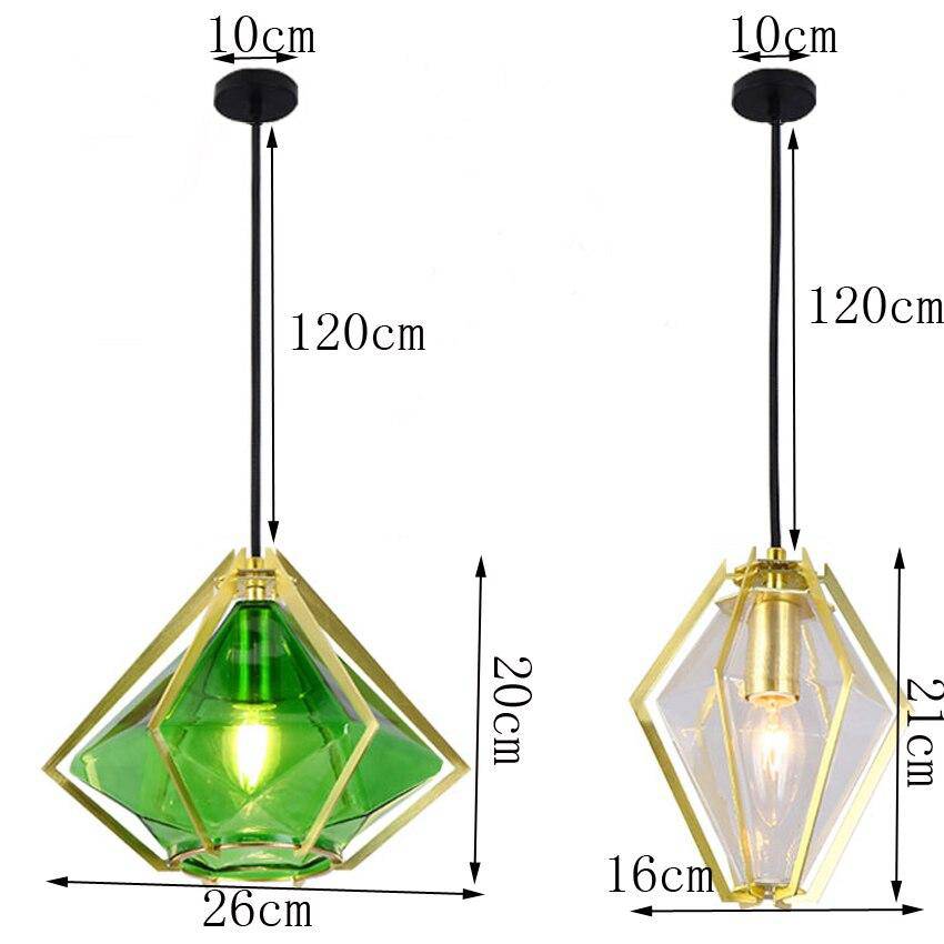 Suspension design géométrique doré et verre coloré Diamond - vue 11 sur 14