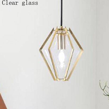 Suspension design géométrique doré et verre coloré Diamond - vue 4 sur 14