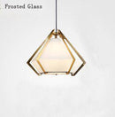 Suspension design géométrique doré et verre coloré Diamond