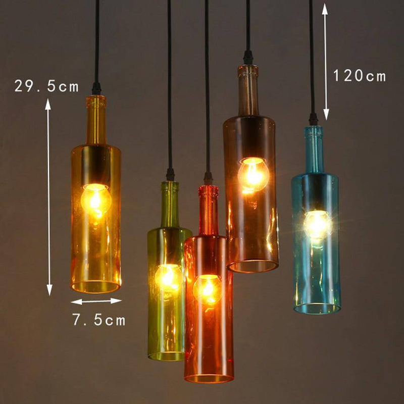 Suspension en verre cylindrique fumé colorée Novelty
