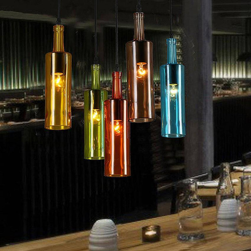 Suspension en verre cylindrique fumé colorée Novelty