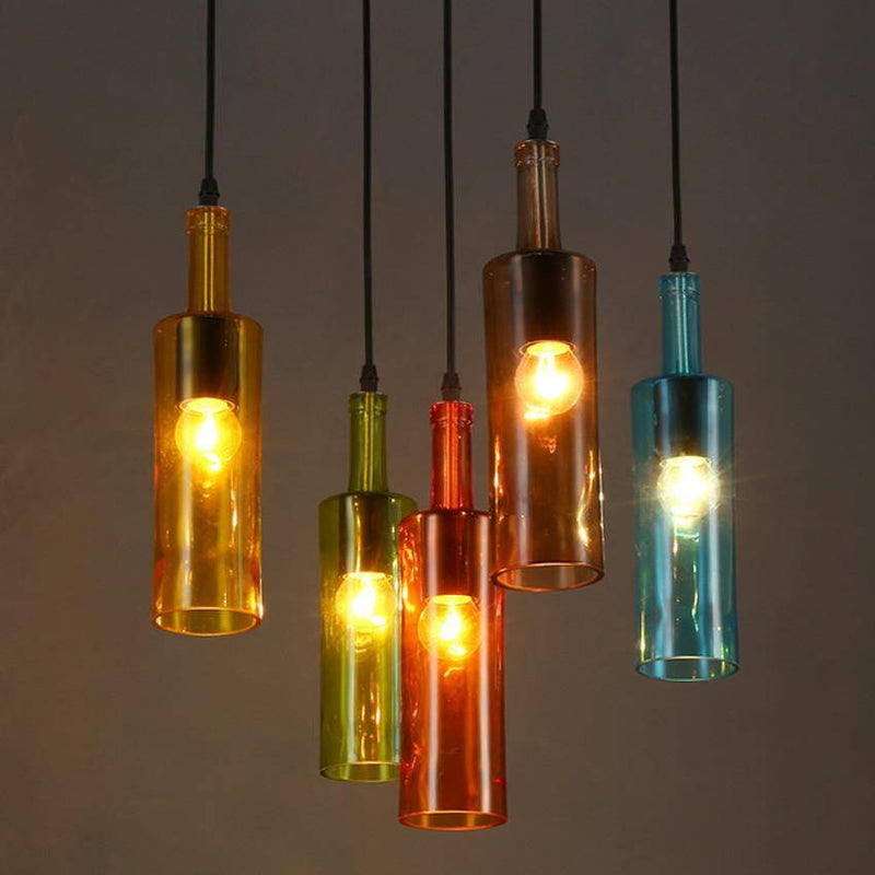 Suspension en verre cylindrique fumé colorée Novelty