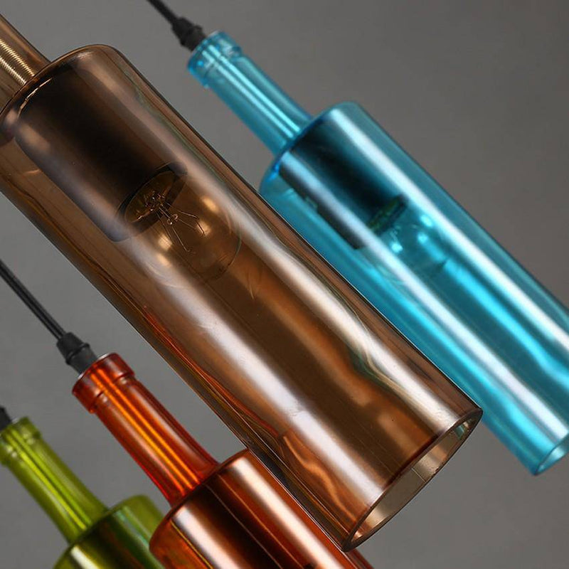 Suspension en verre cylindrique fumé colorée Novelty