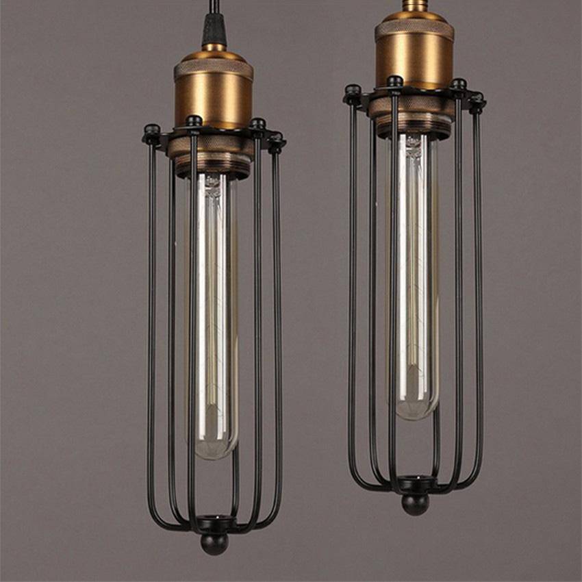 Suspension vintage et industrielle avec cage - vue 4 sur 6