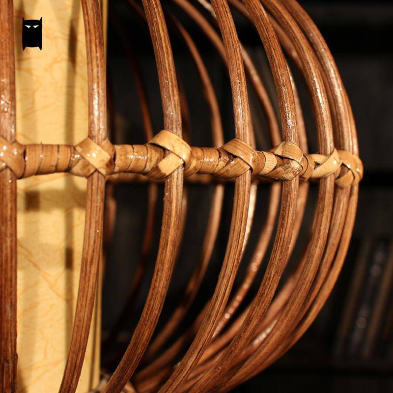 Suspension boule ovale en osier style japonais - vue 5 sur 7