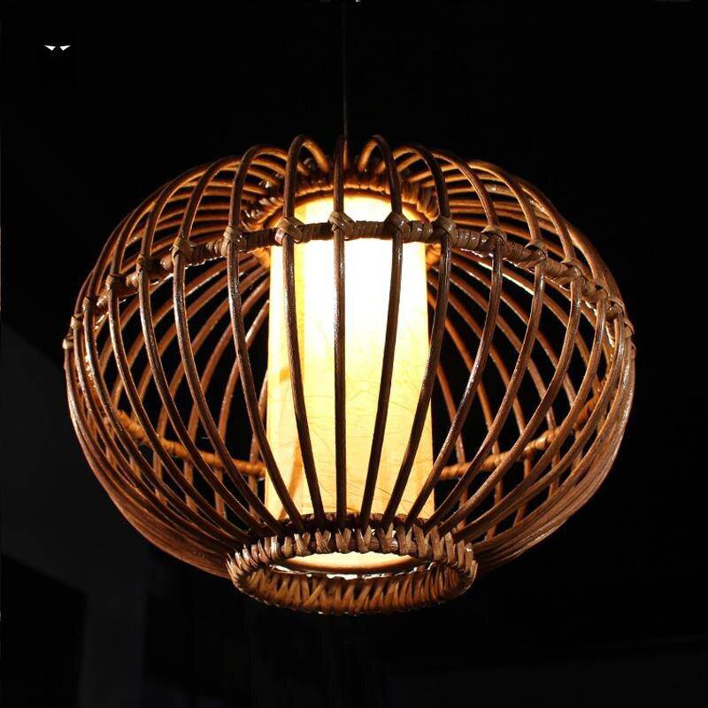 Suspension boule ovale en osier style japonais - vue 7 sur 7