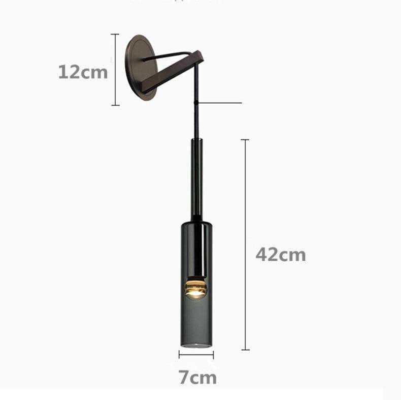 Applique design avec lampe cylindrique en verre fumé suspendue Loft - vue 10 sur 11