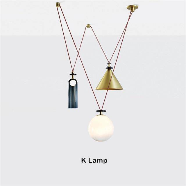 Suspension design à plusieurs lampes suspendues Pulley - vue 8 sur 12