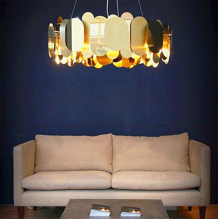 Lustre design chromé moderne à plaques rondes et plates Villa - vue 5 sur 7